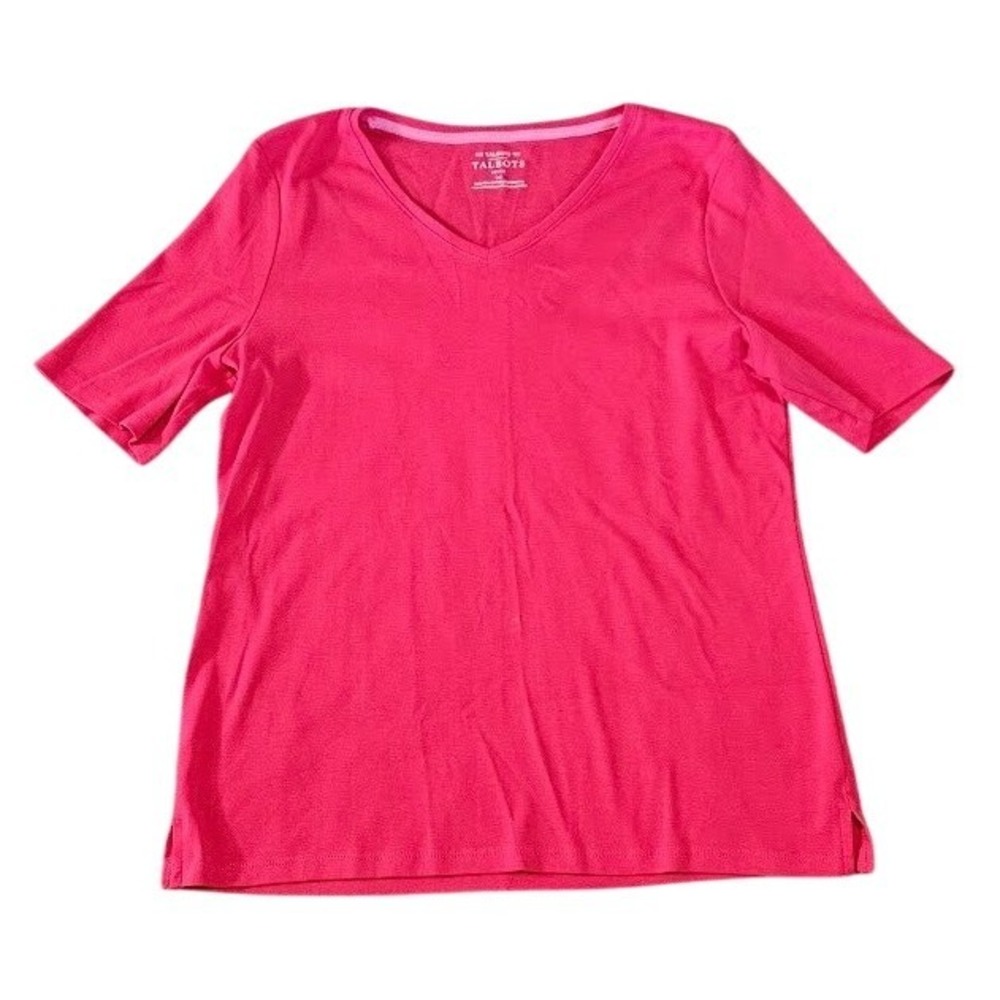 The Talbots Tee Women Large Petite Pink 100% Pima Cotton Short Sleeve Top